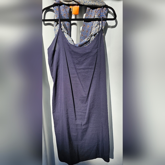 Tory Burch 100% Silk Dress w/Slip Sash Blue Size L - Picture 9 of 10